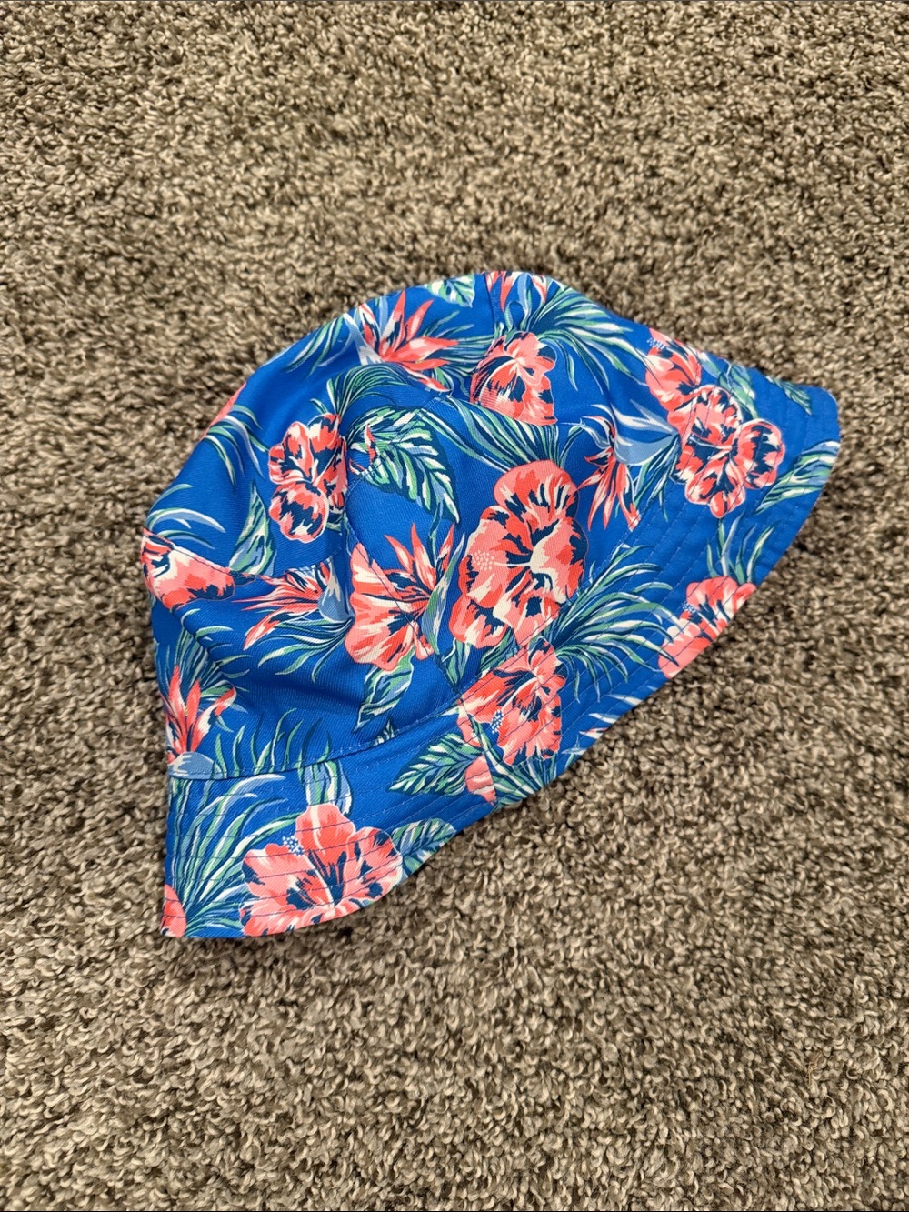 Tori Richard Blue Floral Bucket Hat with Pink Flowers